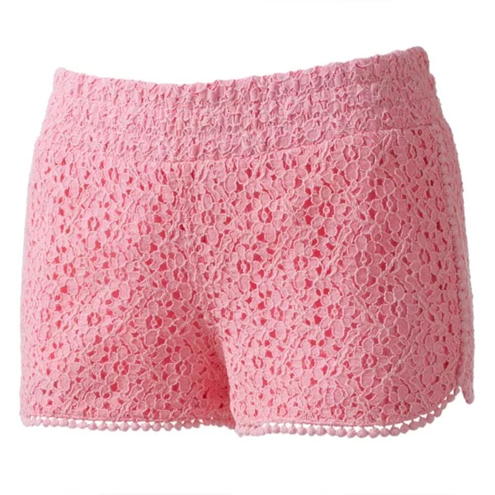 Tinseltown Pink Lace Shortie Shorts - Juniors XS